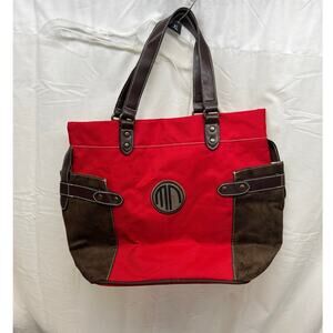 Soren Red Canvas & Leather Bag 16x12x6.5